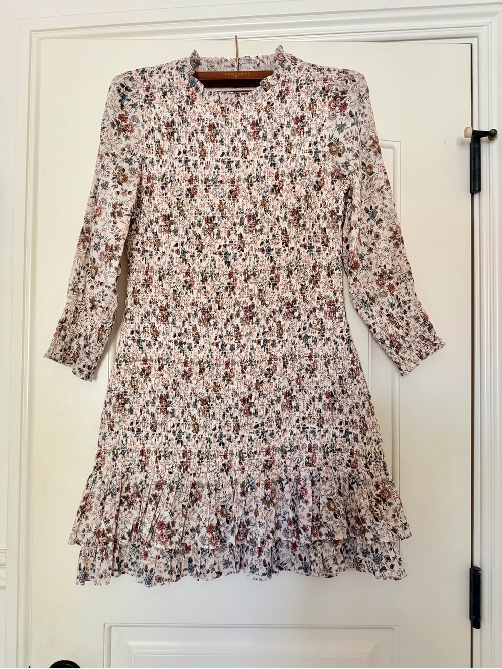 Veronica Beard Ivory Floral Smocked Dress 6